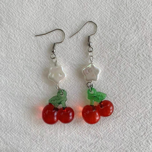 red cherry earrings