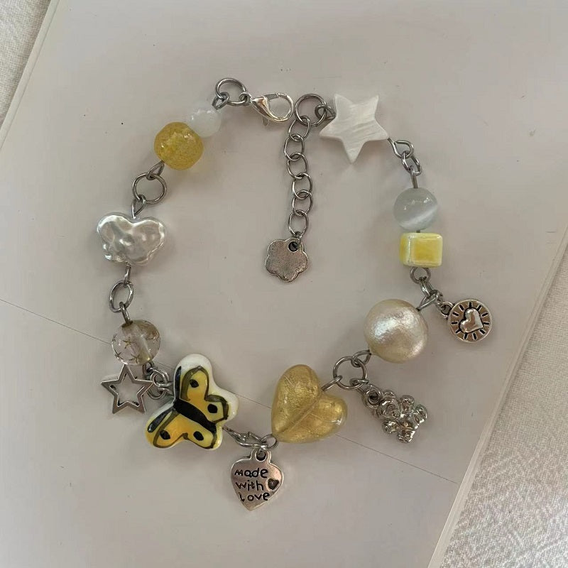 yellow butterfly ceramics love bracelet