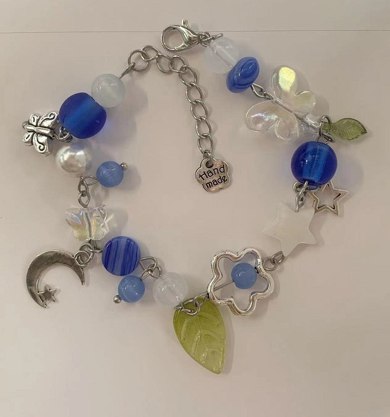 blue flower butterfly bracelet