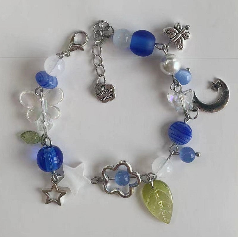 blue flower butterfly bracelet