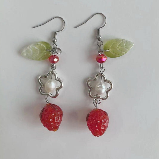 red strawberry earrings