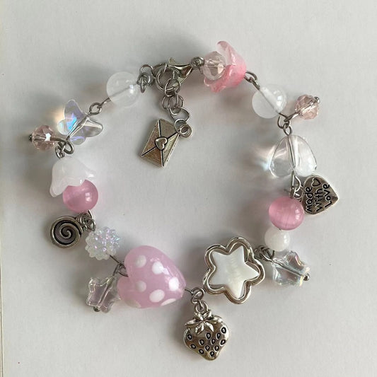 pink love star strawberry bracelet