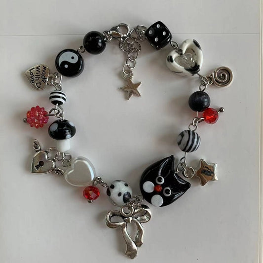 cute black cat bow bracelet