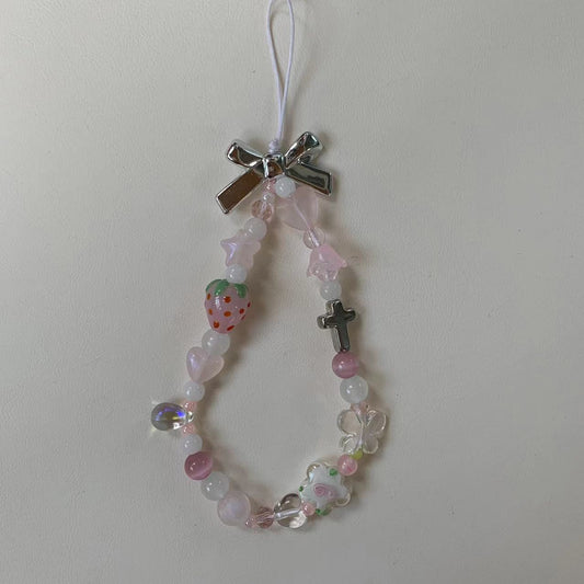 pink cute strawberry phone charm