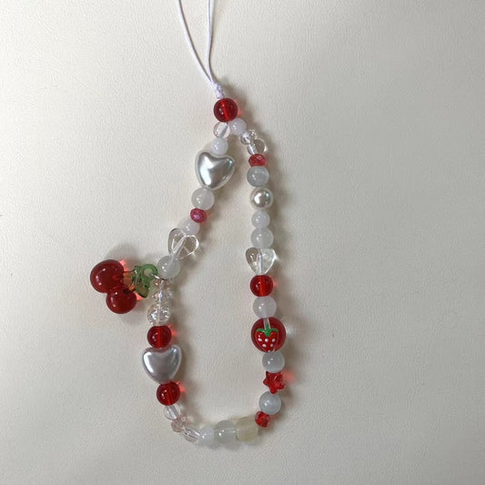 red cherry strawberry love phone charm