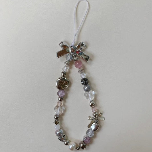 pink y2k bow bow phone charm