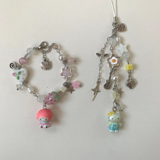 pink melody blue KT bracelet phone charm