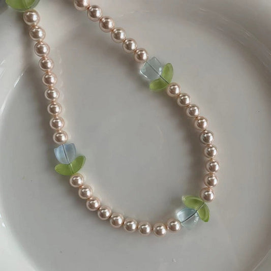 Light Blue Tulip Necklace
