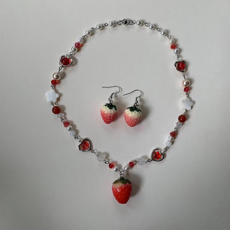 big red strawberry Magnet necklace