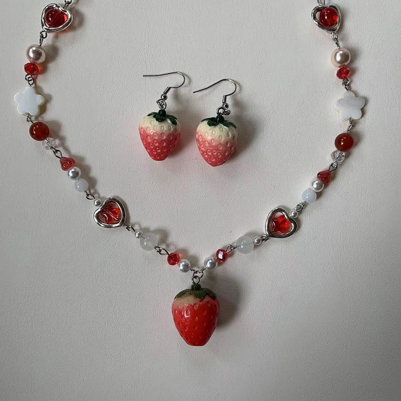 big red strawberry Magnet necklace