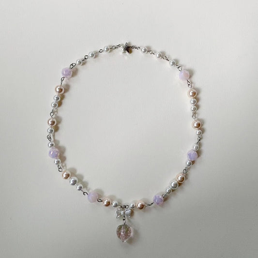 pink pastel strawberry necklace