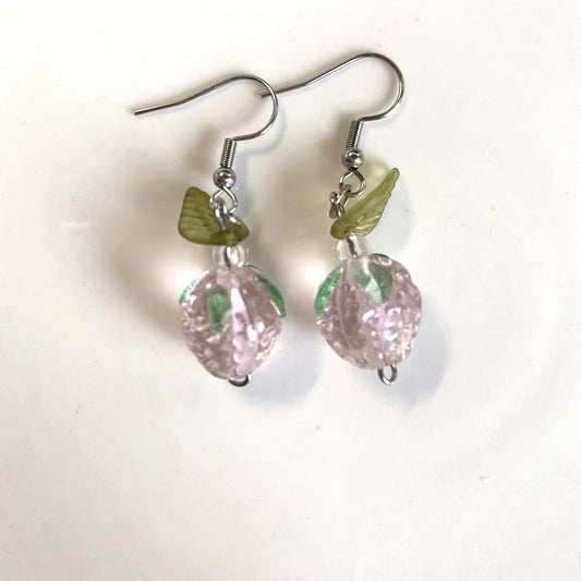 pink strawberry earrings