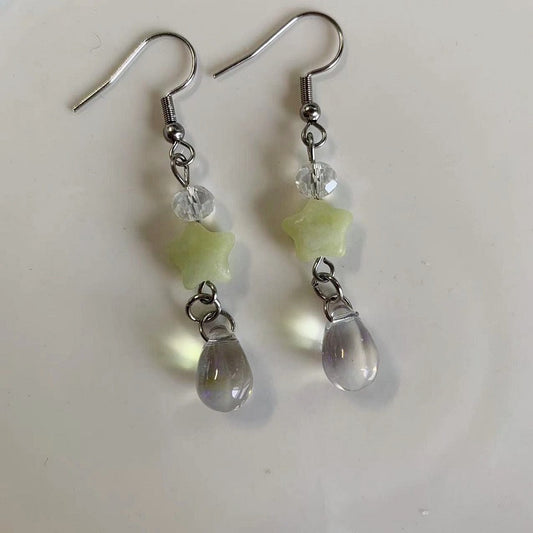 Five pointed star water drop earrings