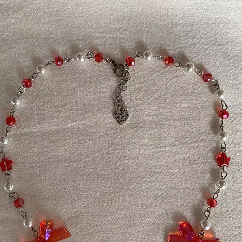 Red Mushroom  bow Necklace