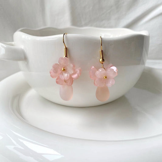 pink sakura earrings