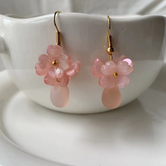 pink sakura earrings