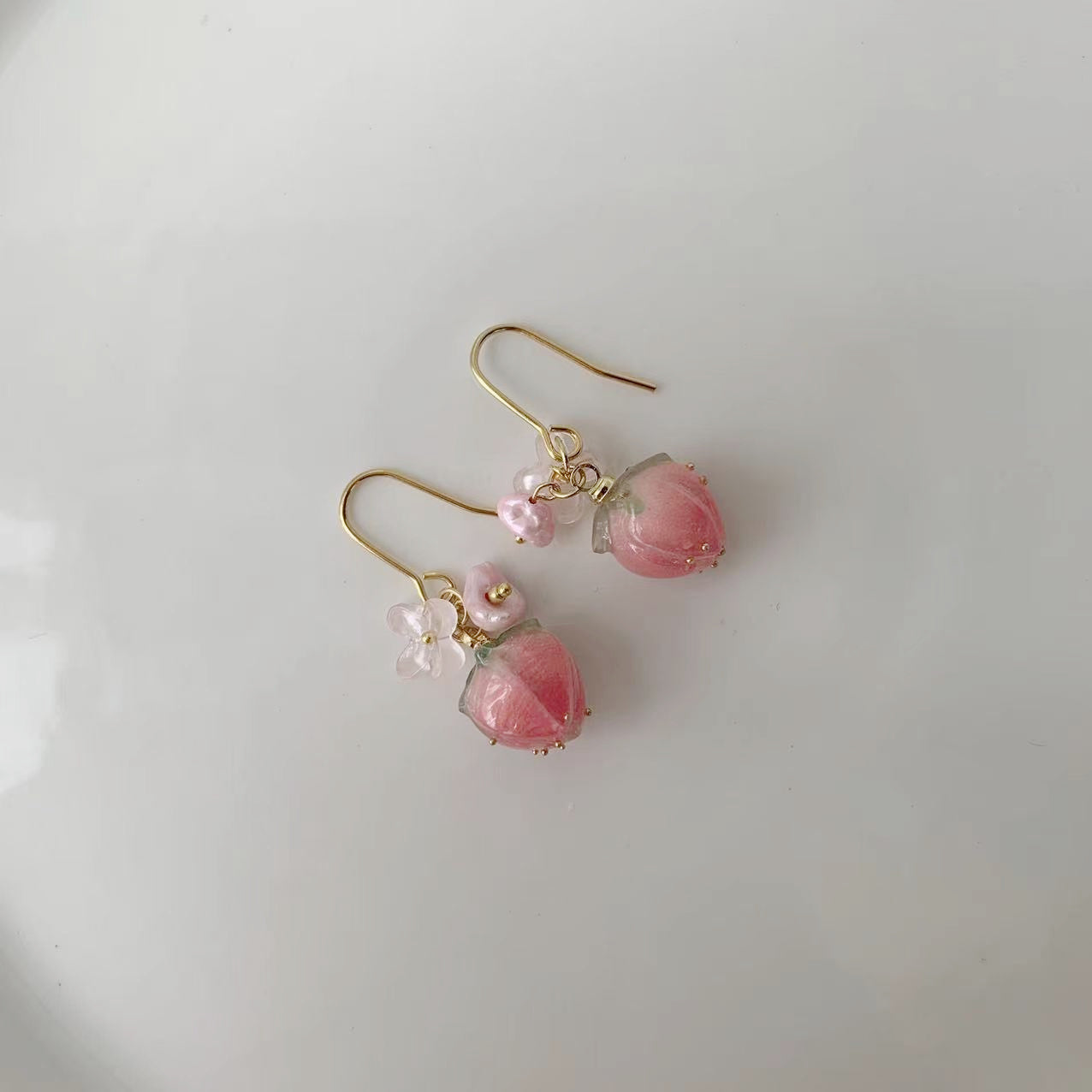pink strawberry earrings