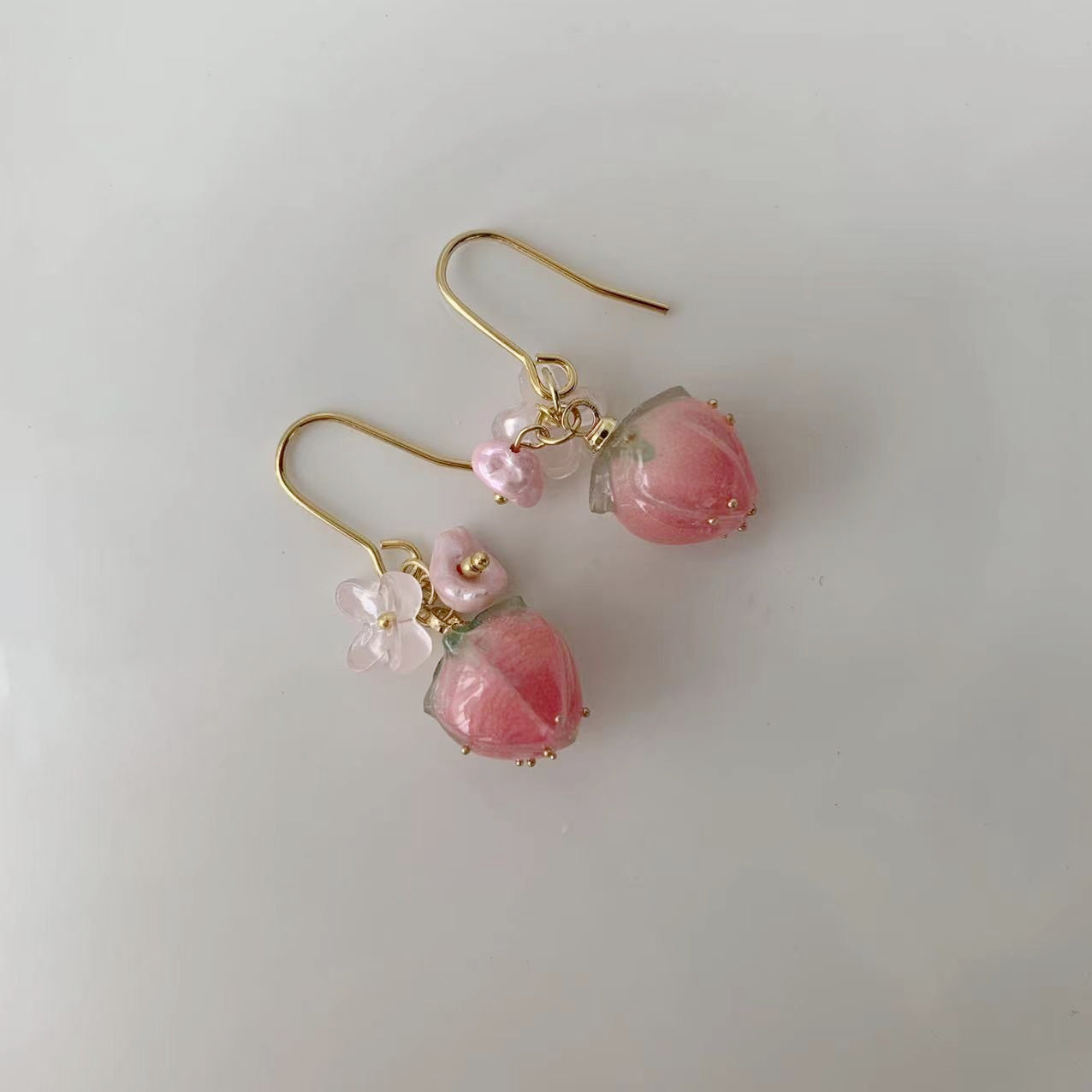 pink strawberry earrings