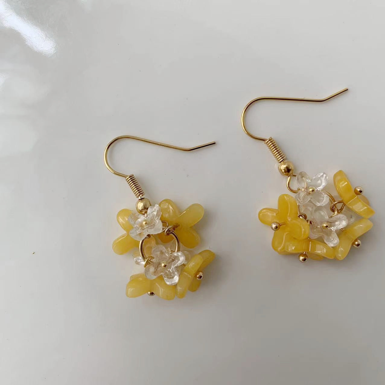 yellow floret earrings