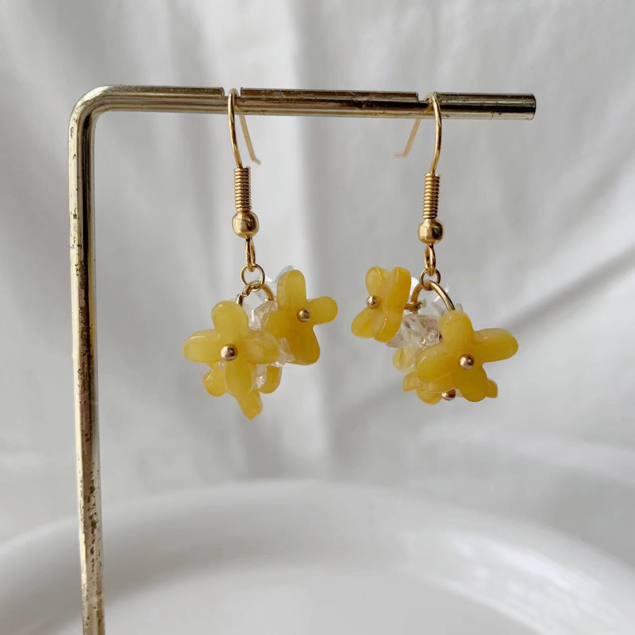 yellow floret earrings