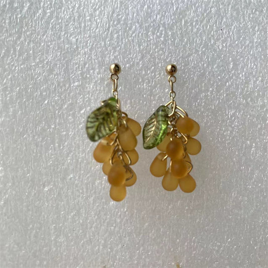Yellow grape string earrings