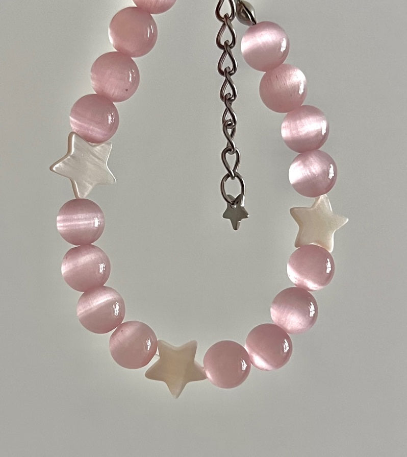 Pink stone Pentagram bracelet