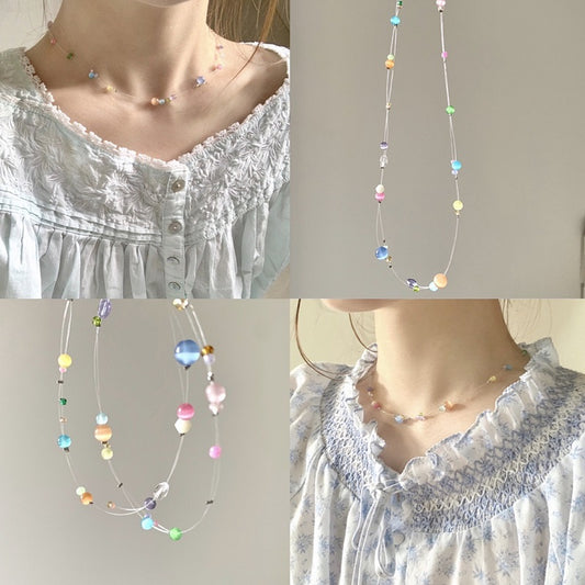 Colorful exquisite handmade beaded neckchain