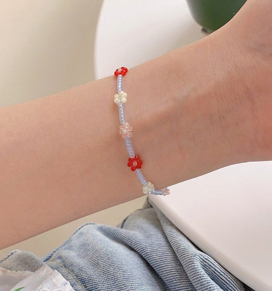 Colorful Beaded Flower Bracelet pd2931