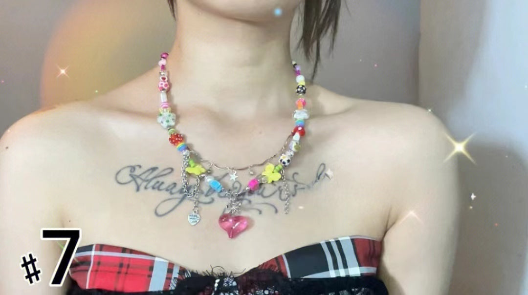 handmade pink love necklace