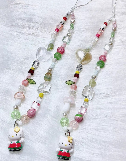 handmade kitty love phone chain