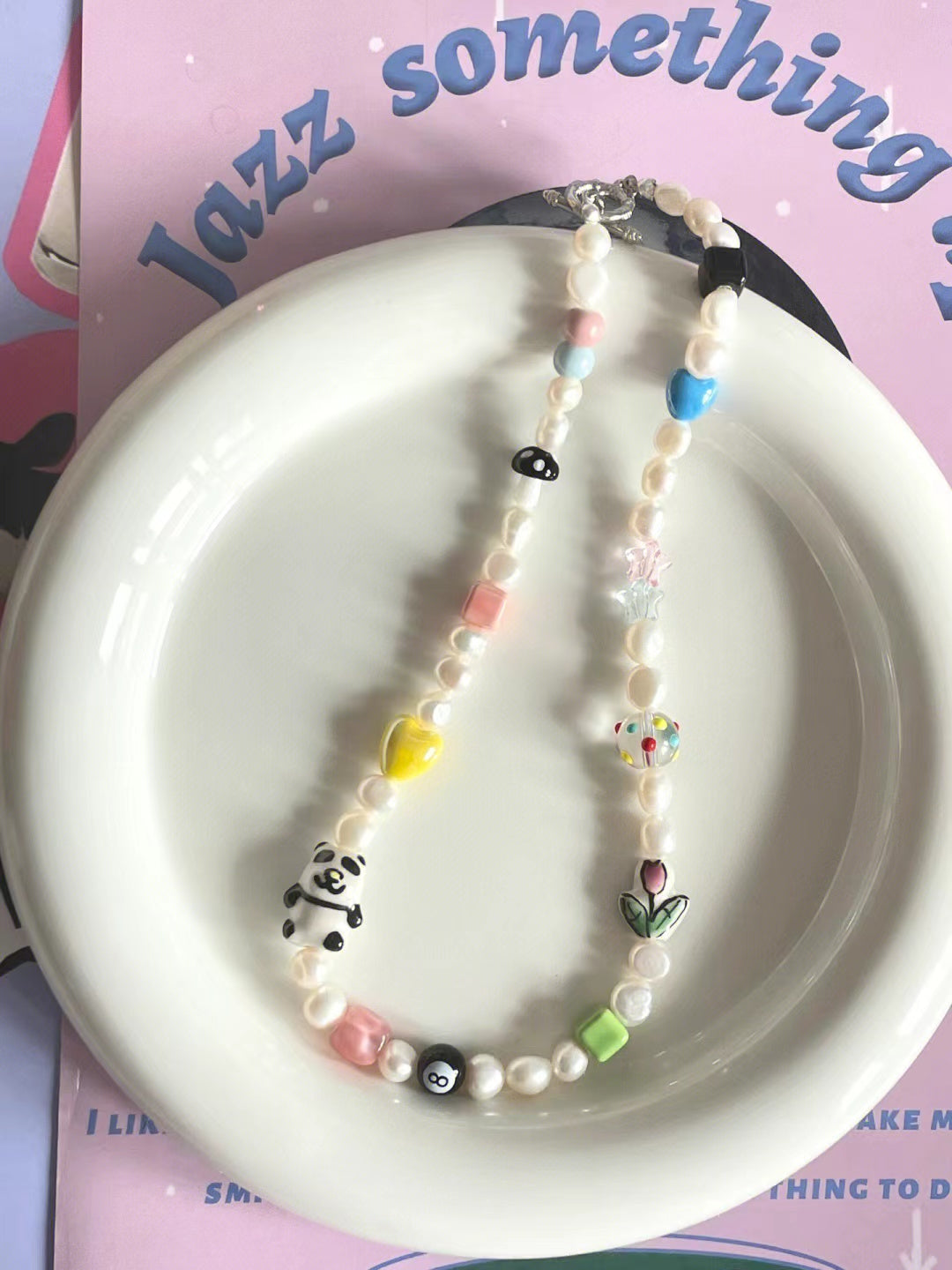 handmade panda Pearl necklace