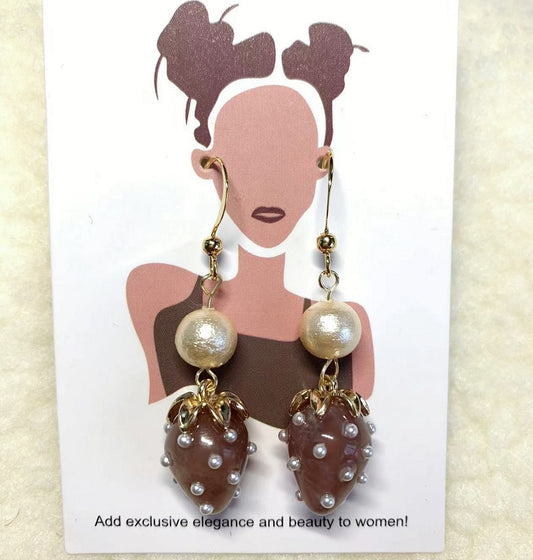 purple sauce Strawberry earrings