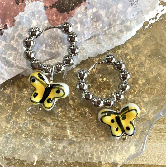 Yellow butterfly earrings