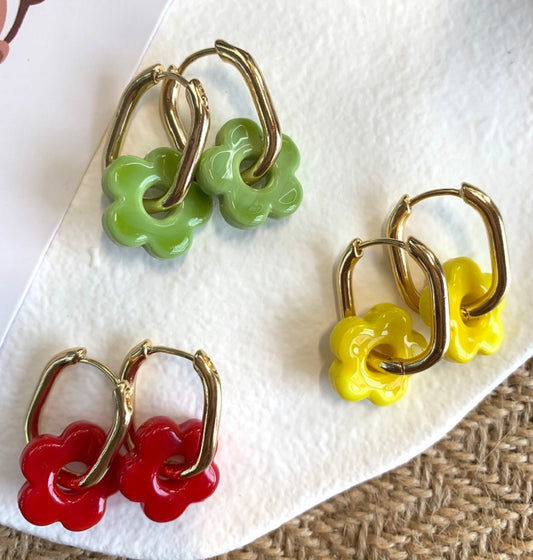 Ceramic flower earrings