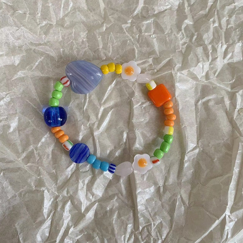 A set  sunflower Czech beads shell beads elastic rope bracelets
