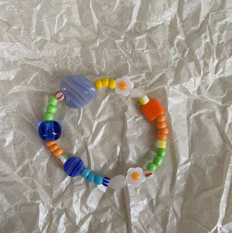 A set  sunflower Czech beads shell beads elastic rope bracelets