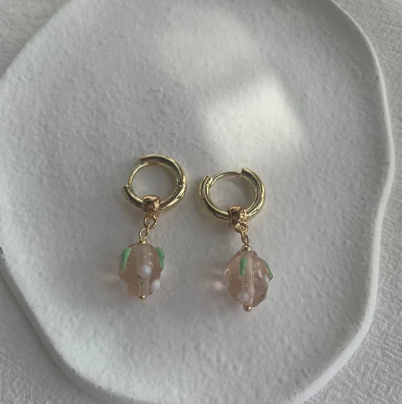 Pink Strawberry Ring earrings