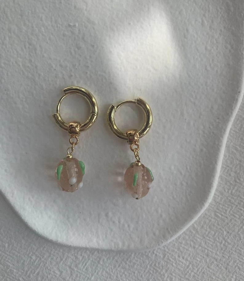 Pink Strawberry Ring earrings