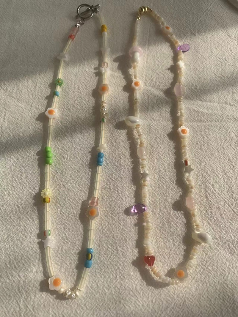 Tubular bead pentagram necklace