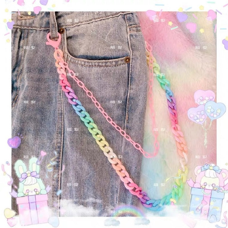 Candy color double layer resin super light pants chain pd2916