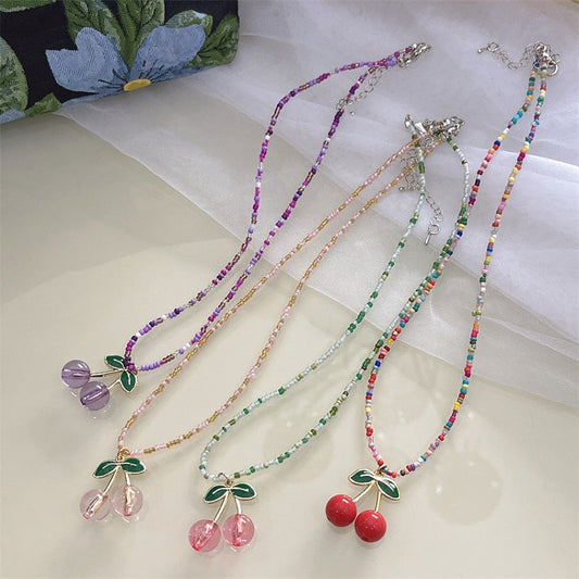Colorful Beaded cherry Necklace pd5312
