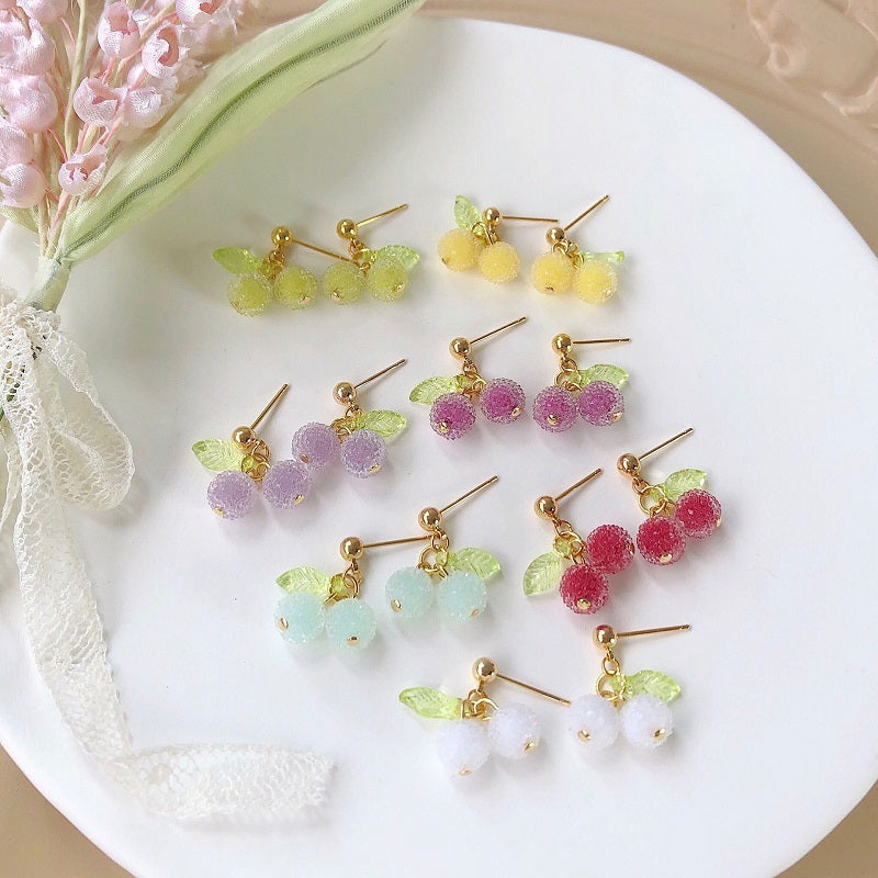 Crystal frosty fruit earrings