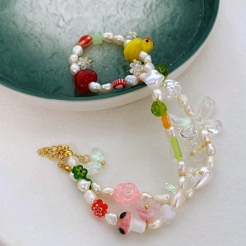 handmade Little Yellow Duck Pearl  necklace