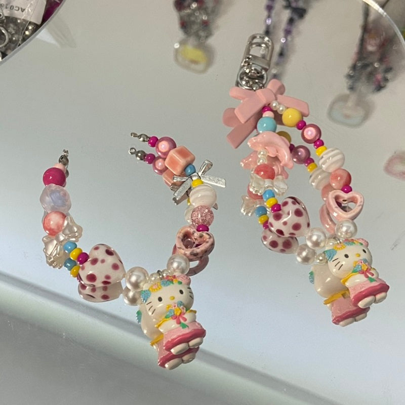 handmade pink kitty love bracelet Key buckle